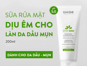 Sữa Rửa Mặt BABE Stop AKN Purifying Cleansing Gel